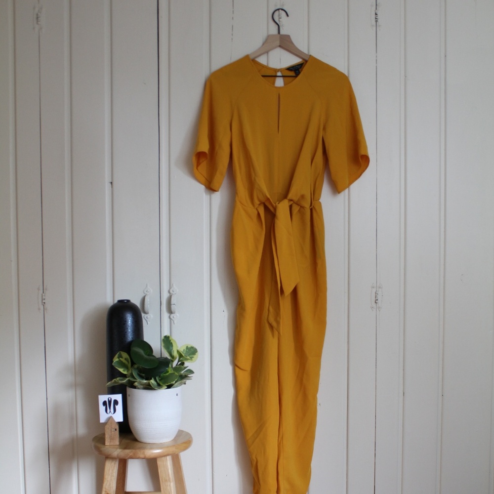 Mustard Satin Blend Miss Selfridge Jumpsuit